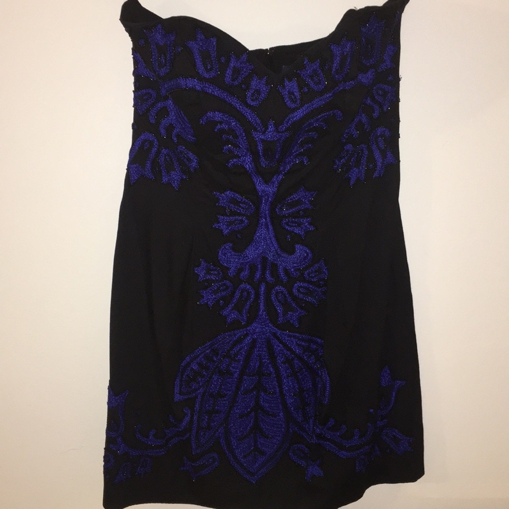 French Connection Black and Blue Beaded Dress